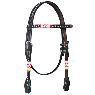 Bar H Equine Western Horse Rawhide Genuine American Leather Tack Set Brown